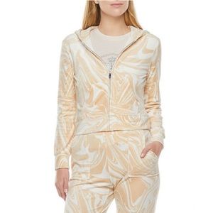 NWT 2 PIECE SET JUICY COUTURE WOMENS TAN SHERPA HOODIE LARGE AND SWEATPANTS